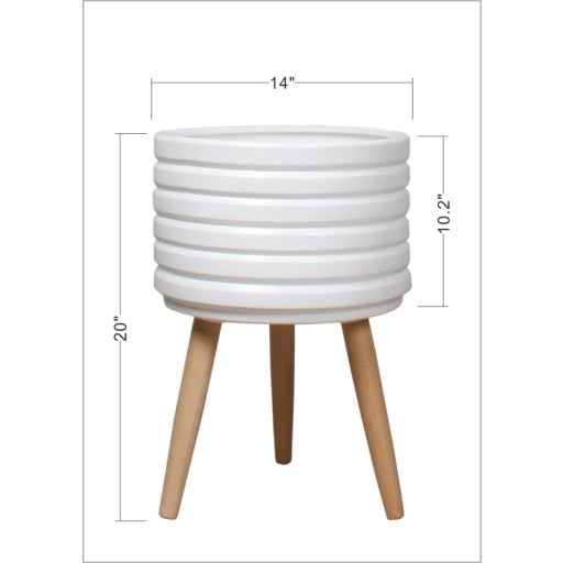 SYA 20X14 WHITE ORCHID POT W/ LEGS