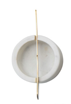 WHITE MARBLE BOWL W/ KNIFE