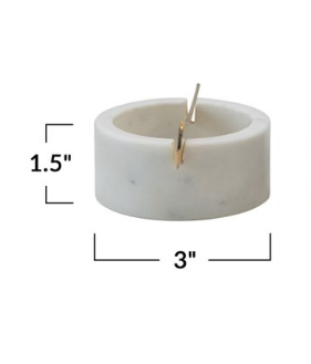 WHITE MARBLE BOWL W/ KNIFE