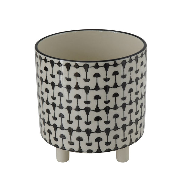 STONEWARE PLANTER BLACK & WHITE PRINT