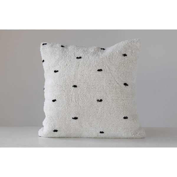 WHITE TUFTED DOT PILLOW
