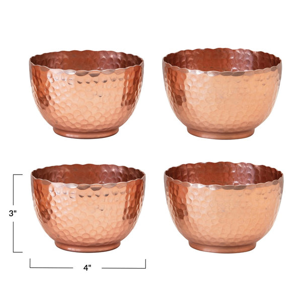 ROUND SET/4 HAMMERED COPPER BOWLS