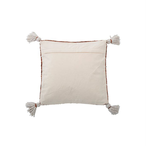 B 20" WOOL Pillow w/Tassels,Cream&Rust