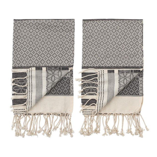 B SET/2 TURKISH Tea Towels, Black & Cream