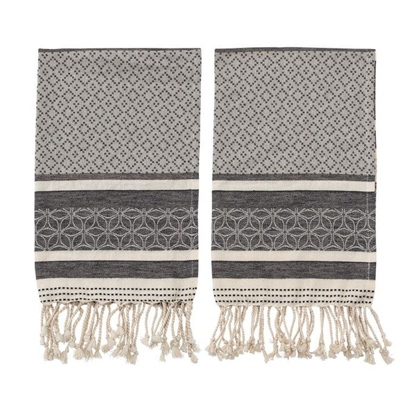 B SET/2 TURKISH Tea Towels, Black & Cream