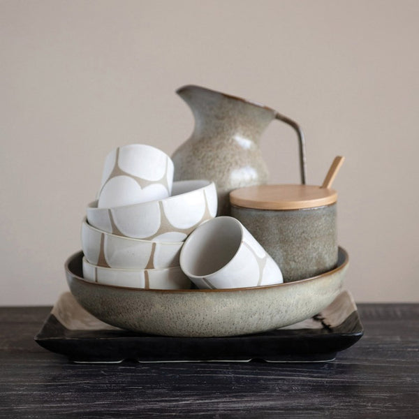 BEIGE JAR w/BAMBOO LID & SPOON