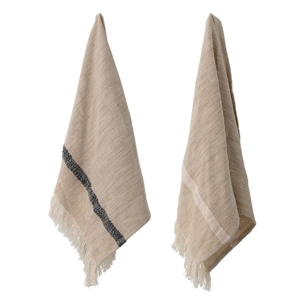 B SET/2 TURKISH Tea Towels w/ Fringe, Natural