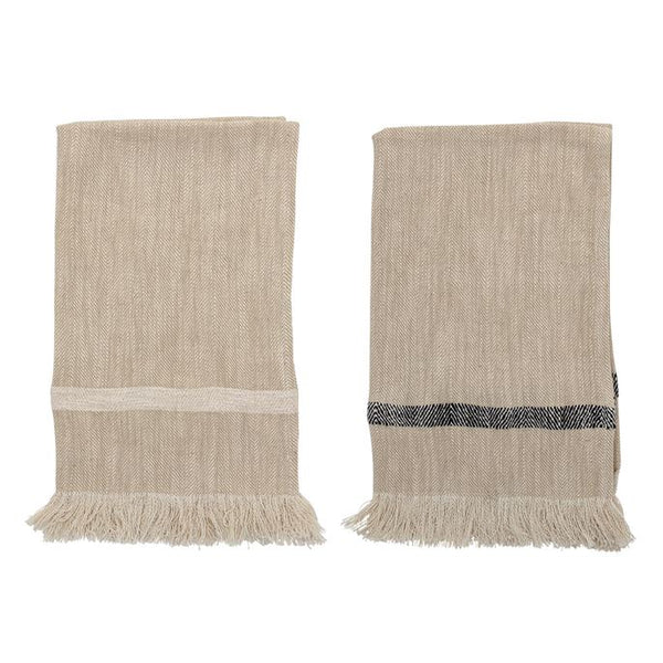 B SET/2 TURKISH Tea Towels w/ Fringe, Natural