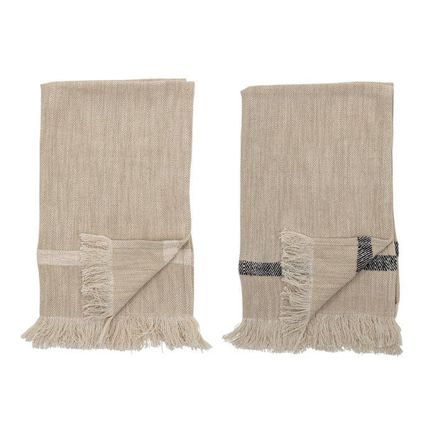 B SET/2 TURKISH Tea Towels w/ Fringe, Natural
