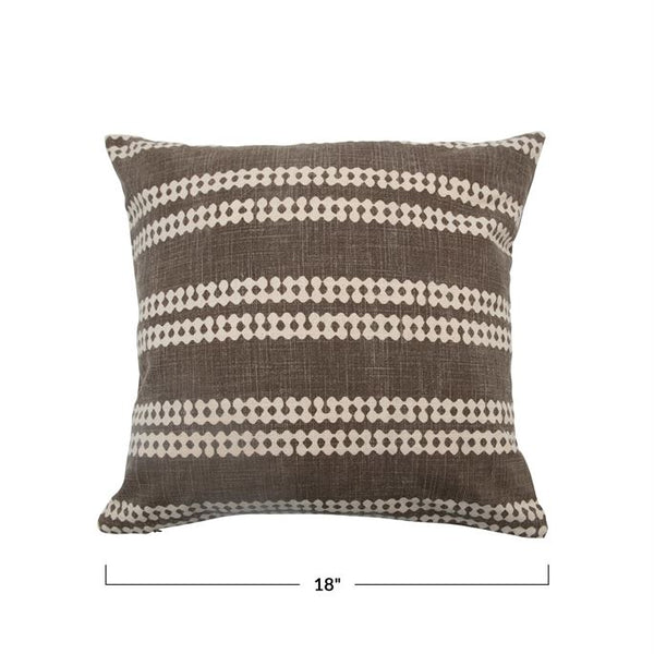 18” BROWN W/ CREAM PRINT PILLOW