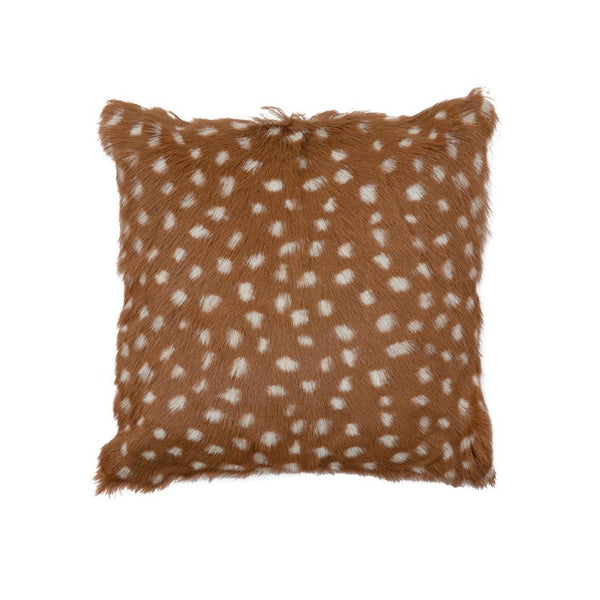 CC BROWN W/ SPOTS GOAT FUR PILLOW