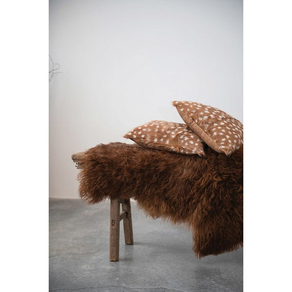 CC BROWN W/ SPOTS GOAT FUR PILLOW
