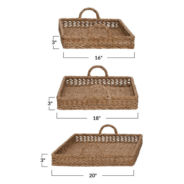 SMALL Water Hyacinth & Rattan Tray