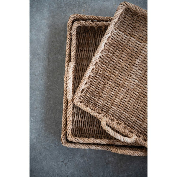 SMALL Water Hyacinth & Rattan Tray