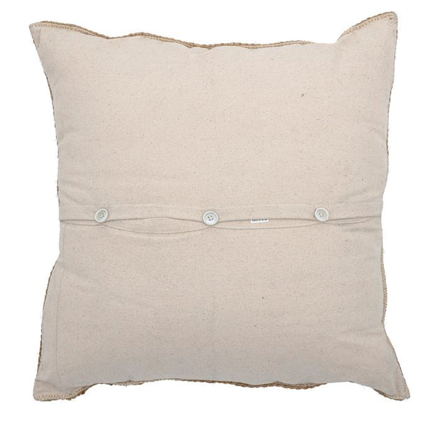 B 23.5" Square Woven Cotton & Jute Blend Pillow
