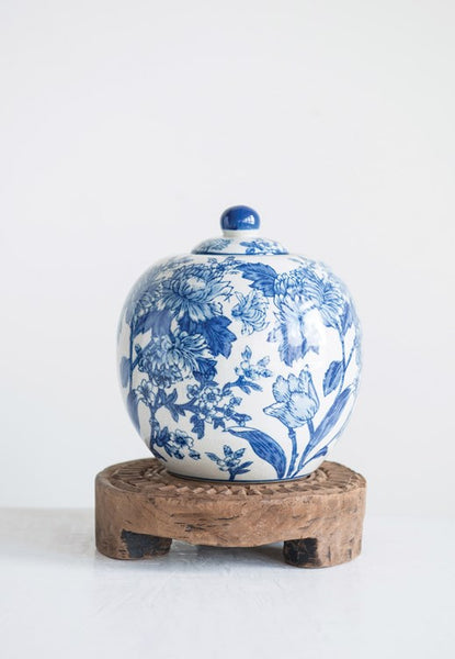 7”W x 8.5”H BLUE/ WHITE JAR