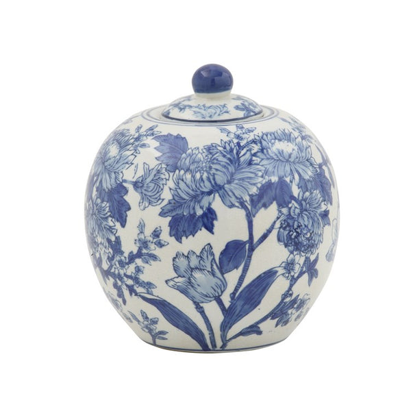 7”W x 8.5”H BLUE/ WHITE JAR