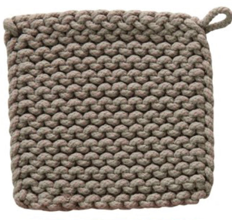 CC 8" “GREIGE” Crocheted Pot Holder