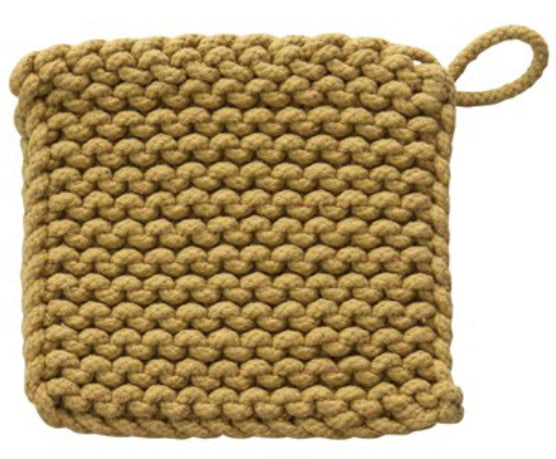 CC 8” STRAW Cotton Crocheted Pot Holder