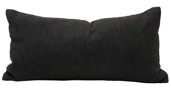 CC 24"L x 12"H Woven Cotton Lumbar Pillow w/ Appliqued Design, Black&White