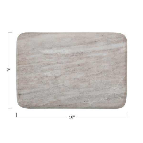 CC 10x7 Marble Reversible Cheese/Cutting Board, Beige&White