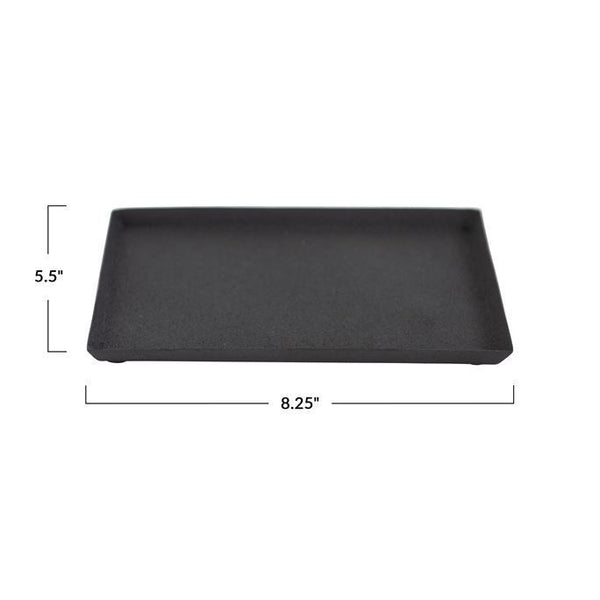 B 8-1/4"L x 5-1/2"W BLACK Decorative Textured Metal Tray, Black