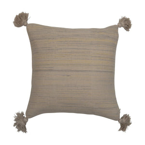CC 18” BEIGE MULTI COLOR Cotton Pillow with Tassels,