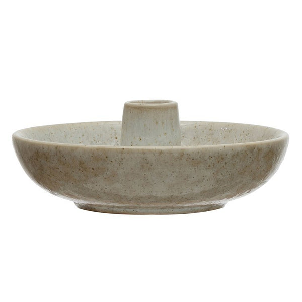 CC Stoneware Dish w/ Toothpick Holder, Reactive Glaze, White (EachWill Vary)