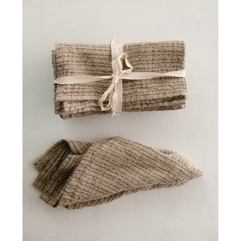 CC SET/4 18"  Linen Napkin/Brown