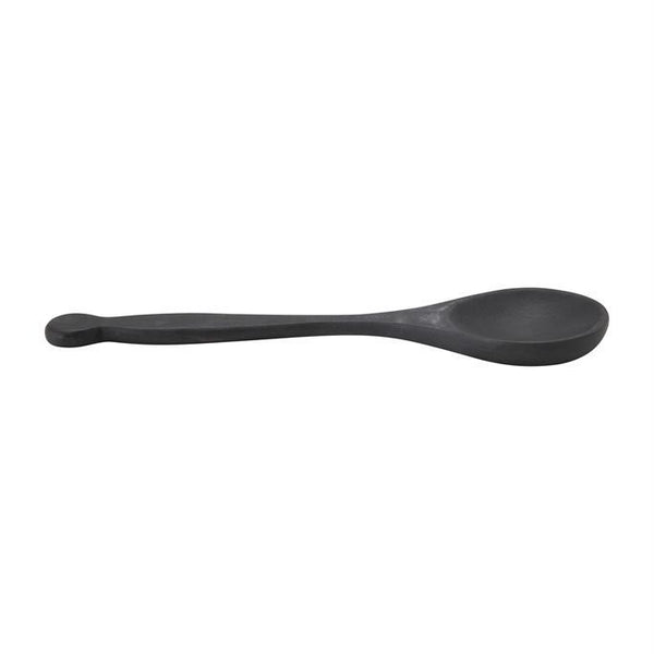 B 10"L Hand-Carved Wood Spoon, Black