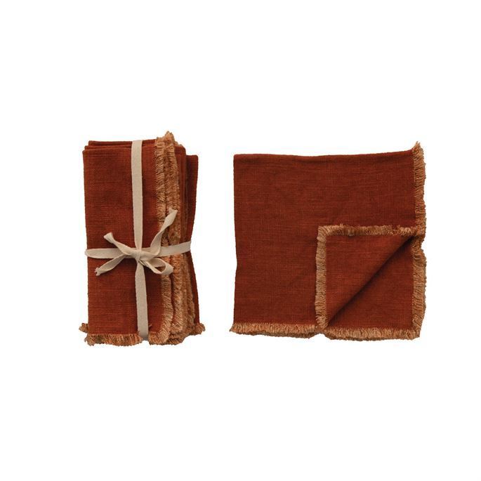 B 18" RUST Linen Blend Napkins,Set/4