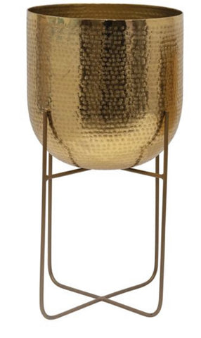 B LARGE GOLD PLANTER W/ STAND