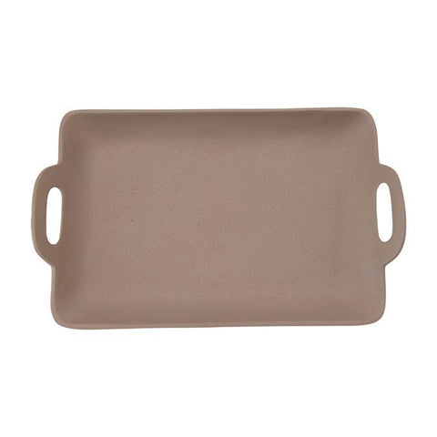 B Metal Tray w/Handles,Stone Color