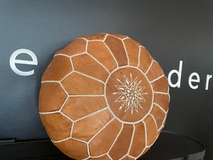 DZ MORROCAN BROWN LEATHER POUF