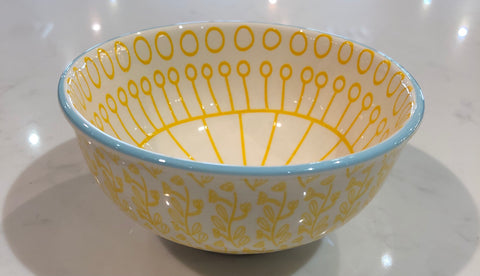 CC yellow hand painted bowl