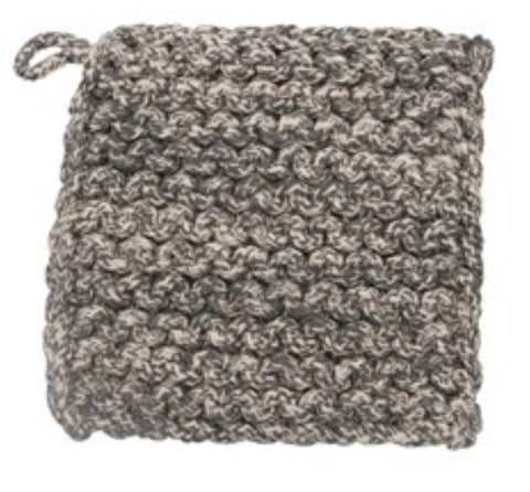 CC 8” GREY MELANGE CROCHETED POT HOLDER