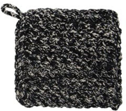 CC 8” BLACK MELANGE CROCHETED POT HOLDER