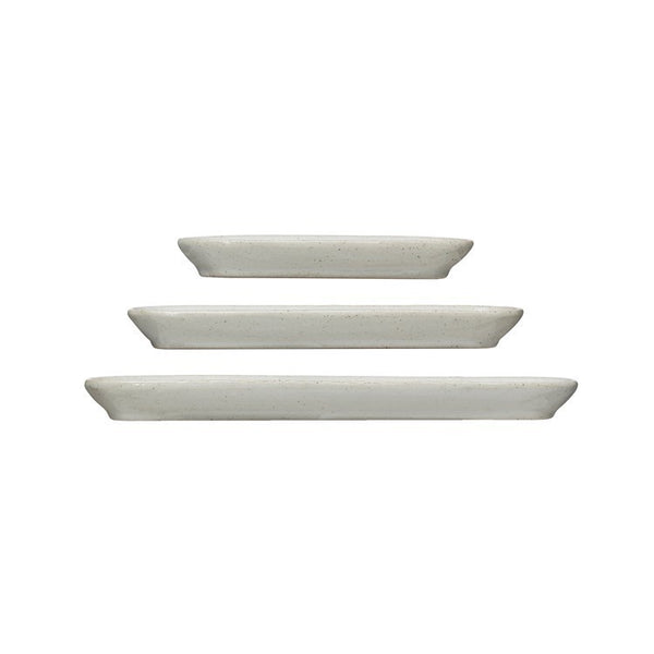 SET/3 White Stoneware Trays