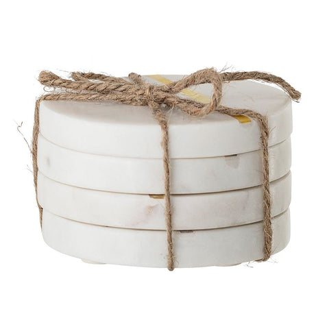 WHITE W/ GOLD FINISH MARBLE COASTERS