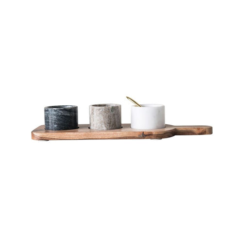 Marble Pinch Pot Trio w/ Tray