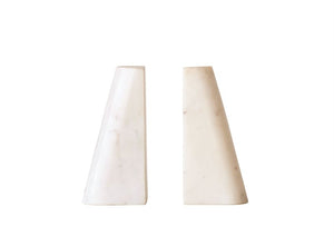 WHITE MARBLE BOOKENDS