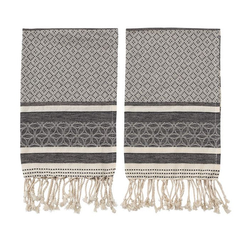 B SET/2 TURKISH Tea Towels, Black & Cream
