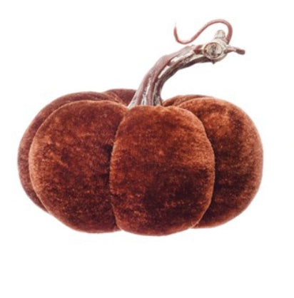 SMALL BROWN VELVET PUMPKIN