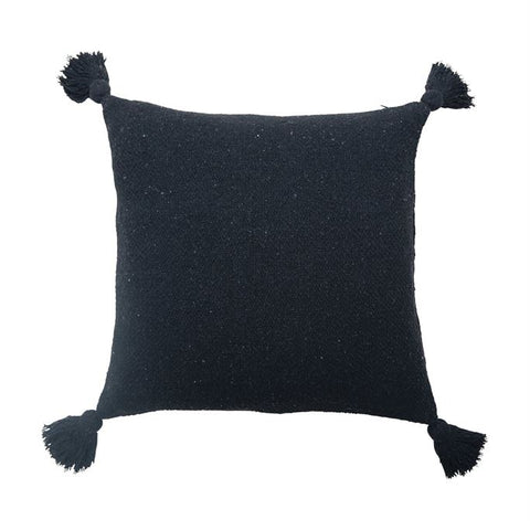 B 18" BLACK Cotton Pillow w/Tassels
