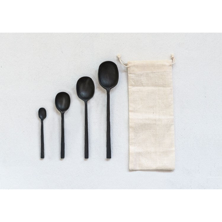 CC SET/4 BLACK METAL SERVING SPOONS