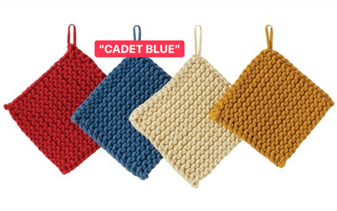 CC 8” CADET BLUE CROCHETED TRIVET