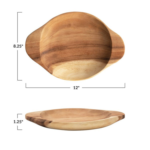 CC ACACIA WOOD BOWL W/ HANDLES