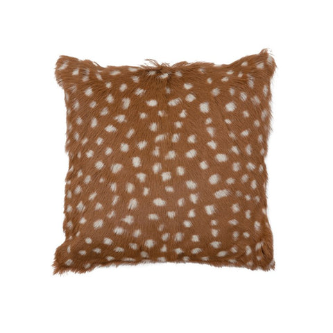 CC BROWN W/ SPOTS GOAT FUR PILLOW