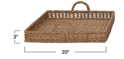 SMALL Water Hyacinth & Rattan Tray