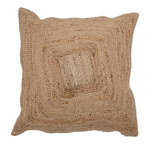 B 23.5" Square Woven Cotton & Jute Blend Pillow